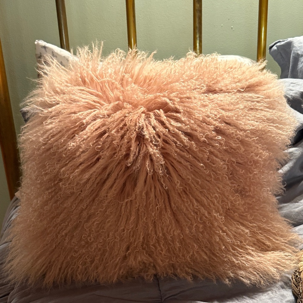 2 West Elm Mongolian curly lamb pillows